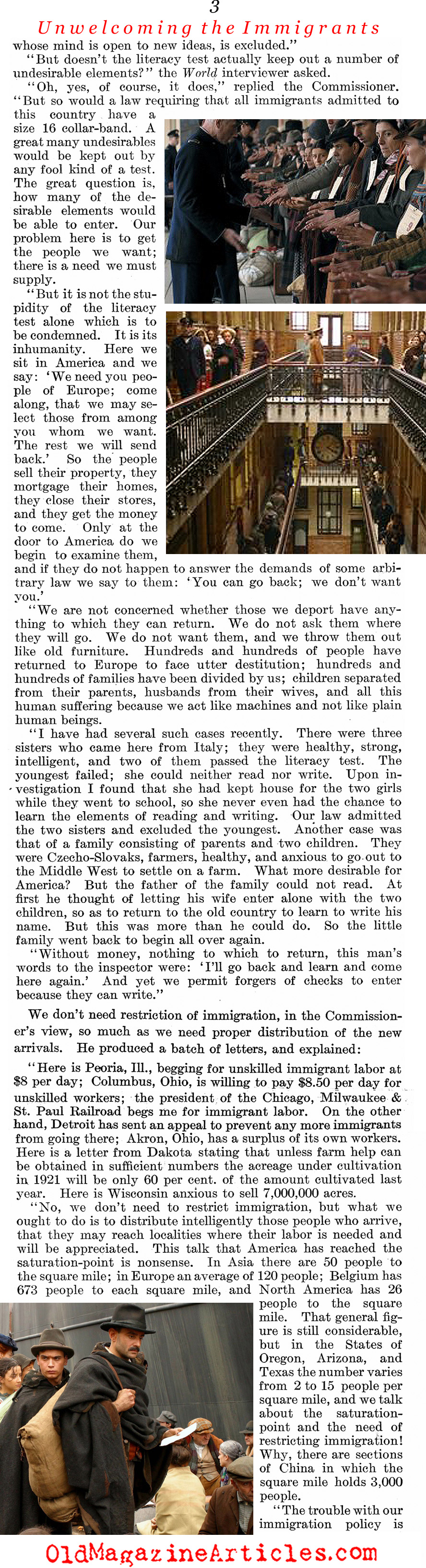 ''Making the Immigrant Unwelcome'' (Literary Digest, 1921)