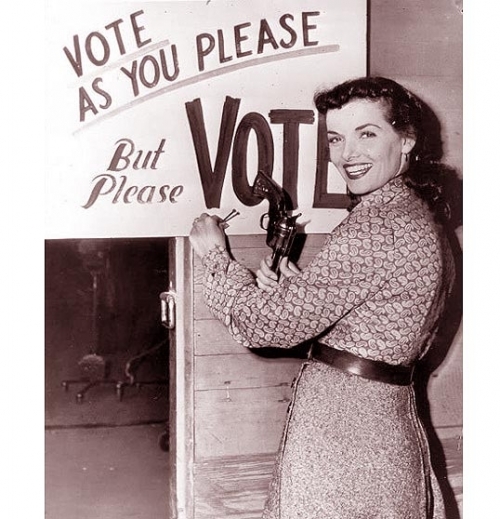 Jane Russell promoting voting