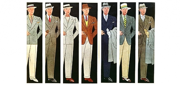 Color Trends in Men's Suiting 1935 - 1950 <br />(Men's Wear Magazine, 1950)