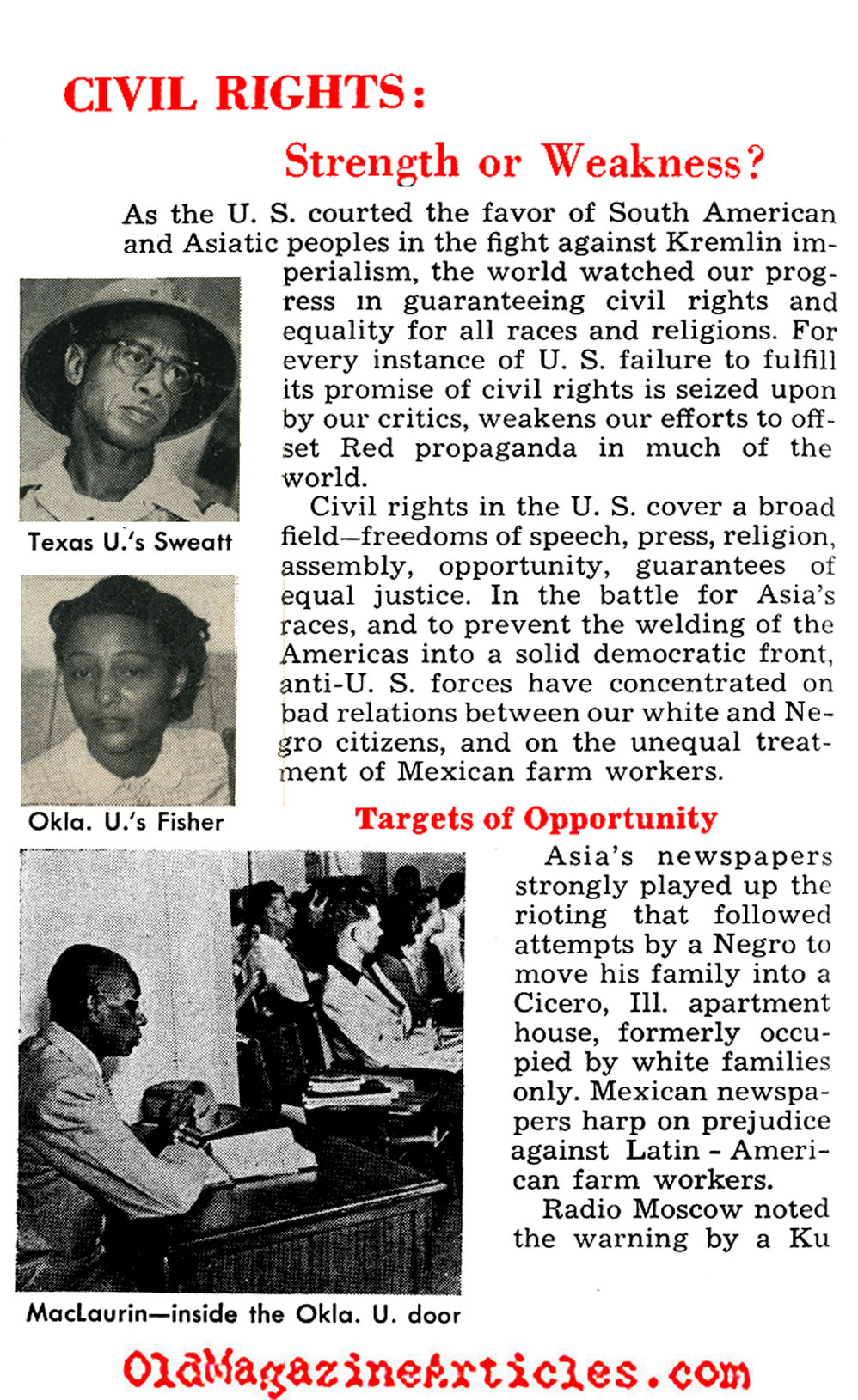 Foreign-Aid on Behalf of the American Civil Rights Struggle (Quick Magazine, 1951)