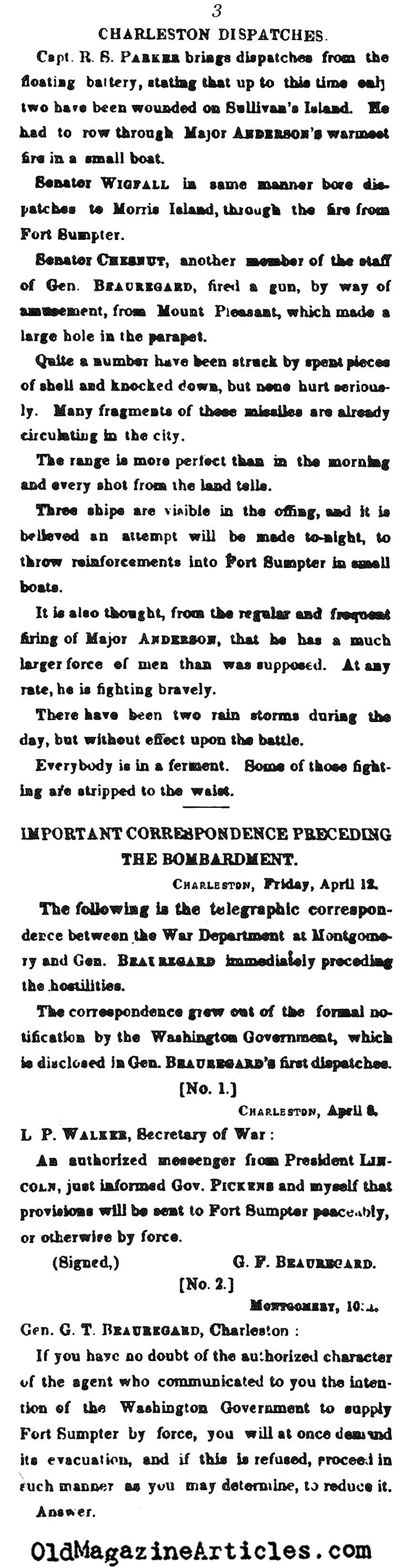 The War Begins (NY Times, 1861)