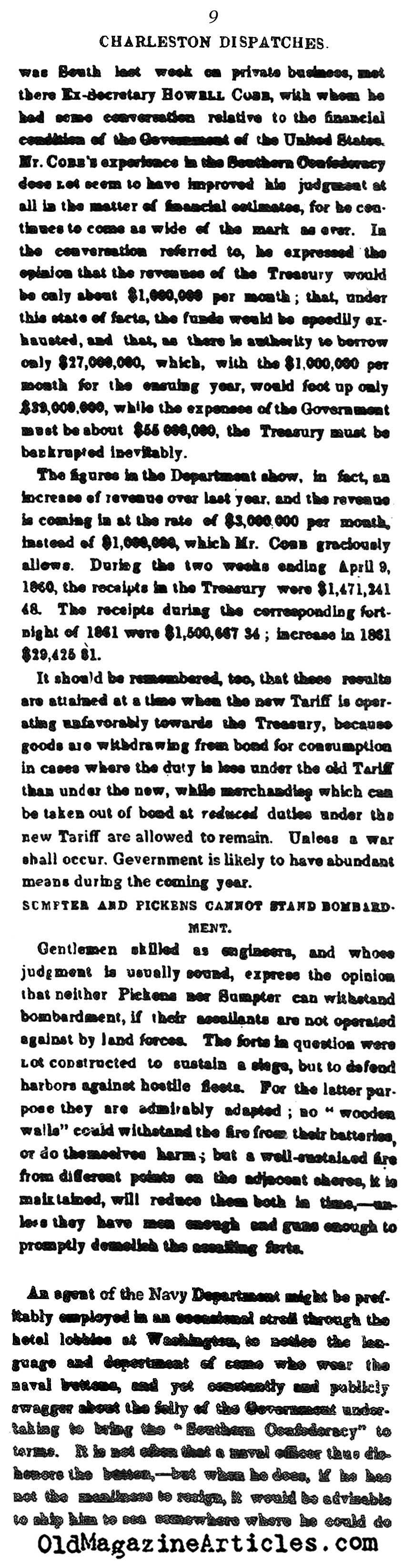 The War Begins (NY Times, 1861)