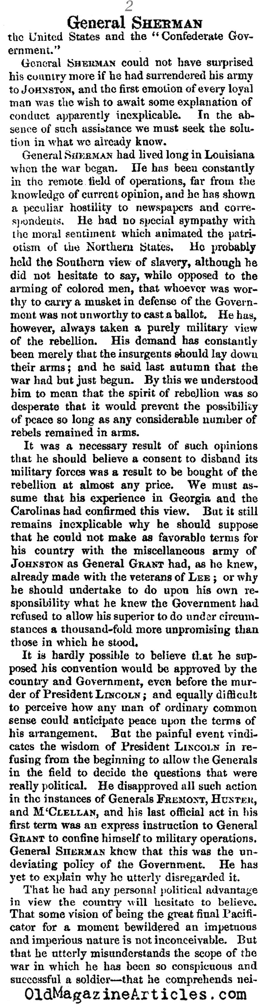 General Sherman and the Surrender in the West (Harper's Weekly, 1865)