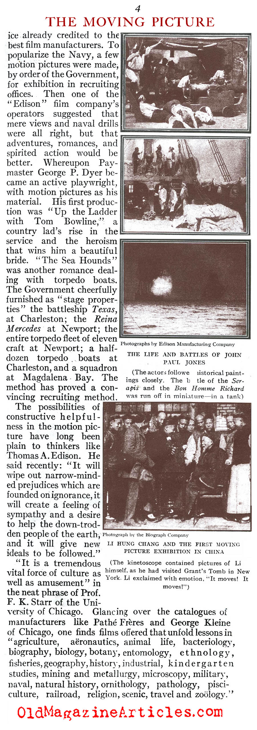 1910 and The Growing Popularity of the ''Flickers'' (Review of Reviews, 1910)