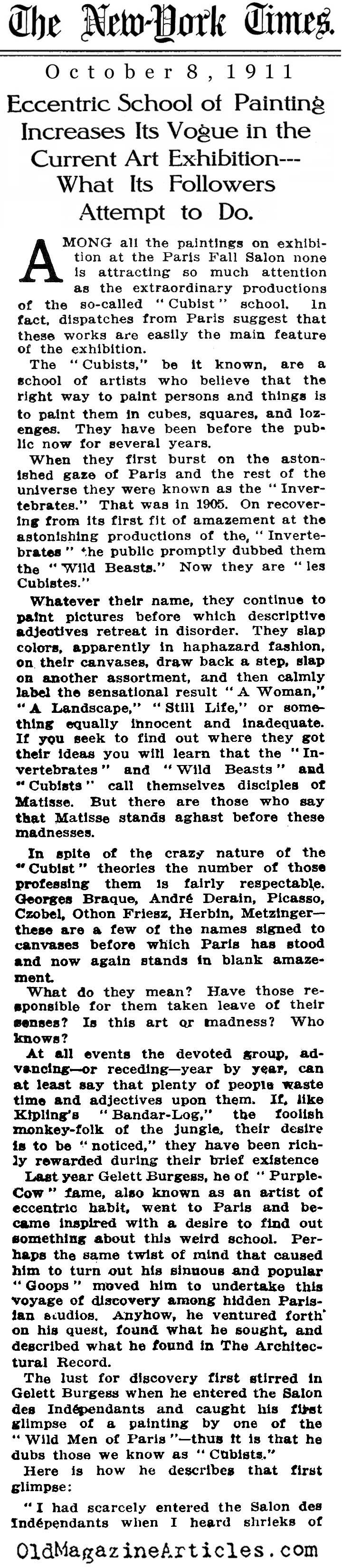 Salon d'Automne, Paris (NY Times, 1911)