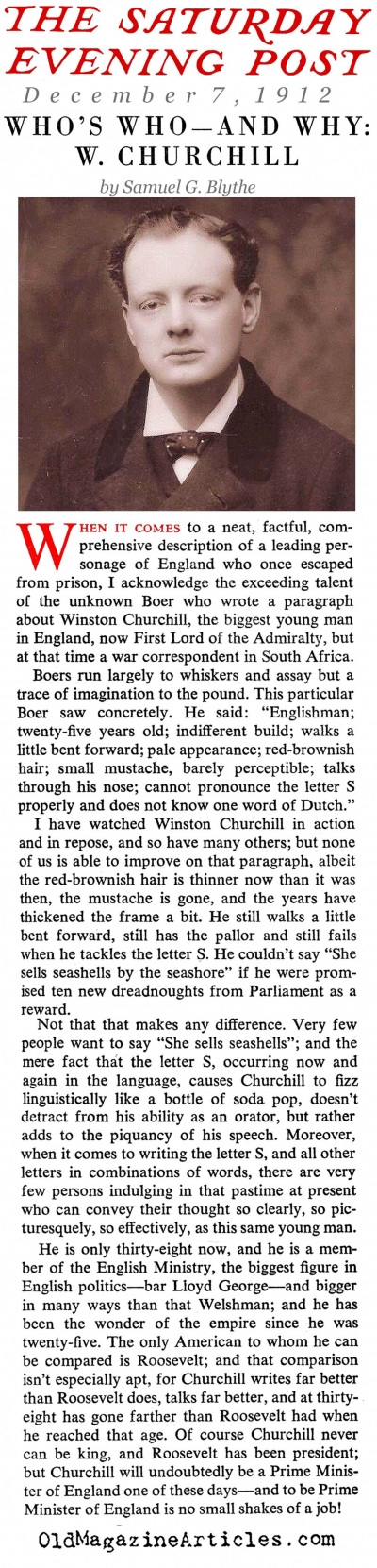 Winston Churchill: Up-and-Comer (Saturday Evening Post, 1912)