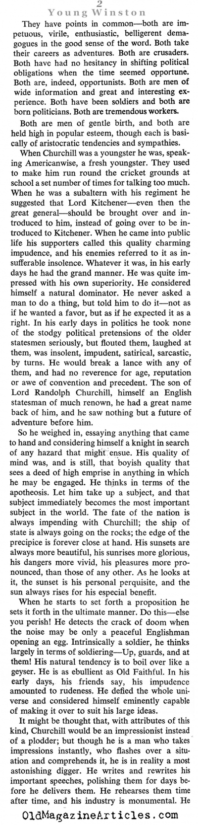 Winston Churchill: Up-and-Comer (Saturday Evening Post, 1912)