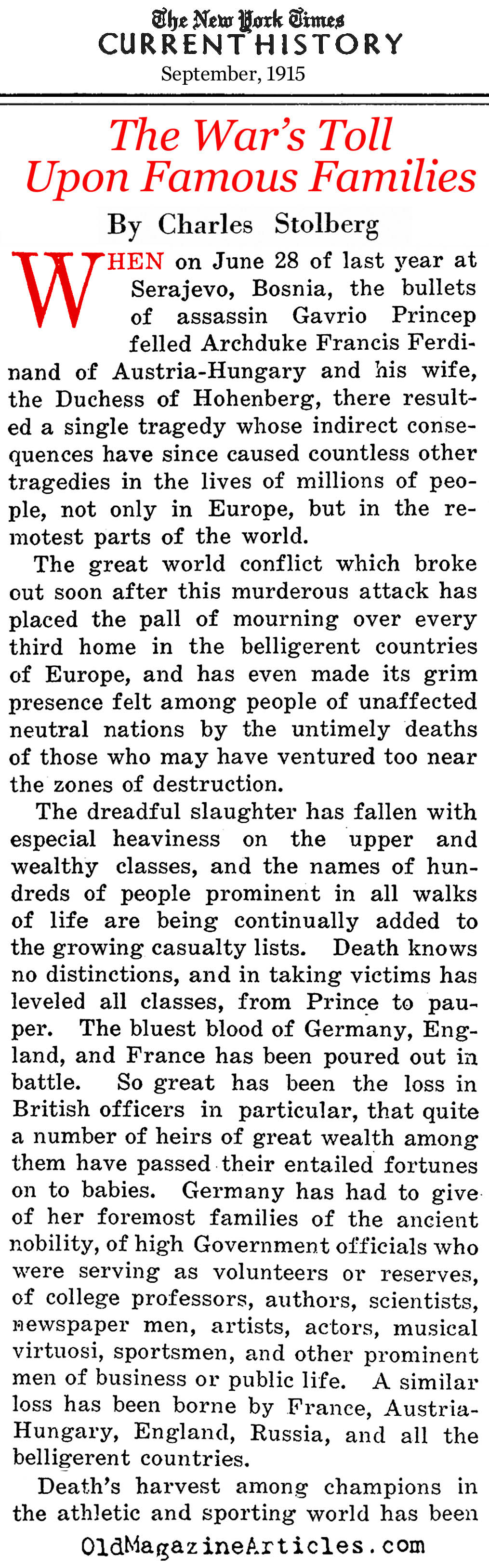 The Slaughter of the Aristocrats (NY Times, 1915)