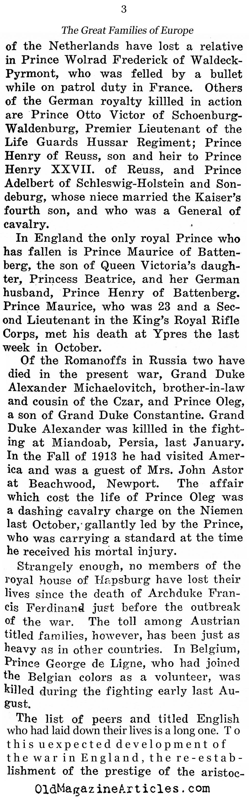 The Slaughter of the Aristocrats (NY Times, 1915)