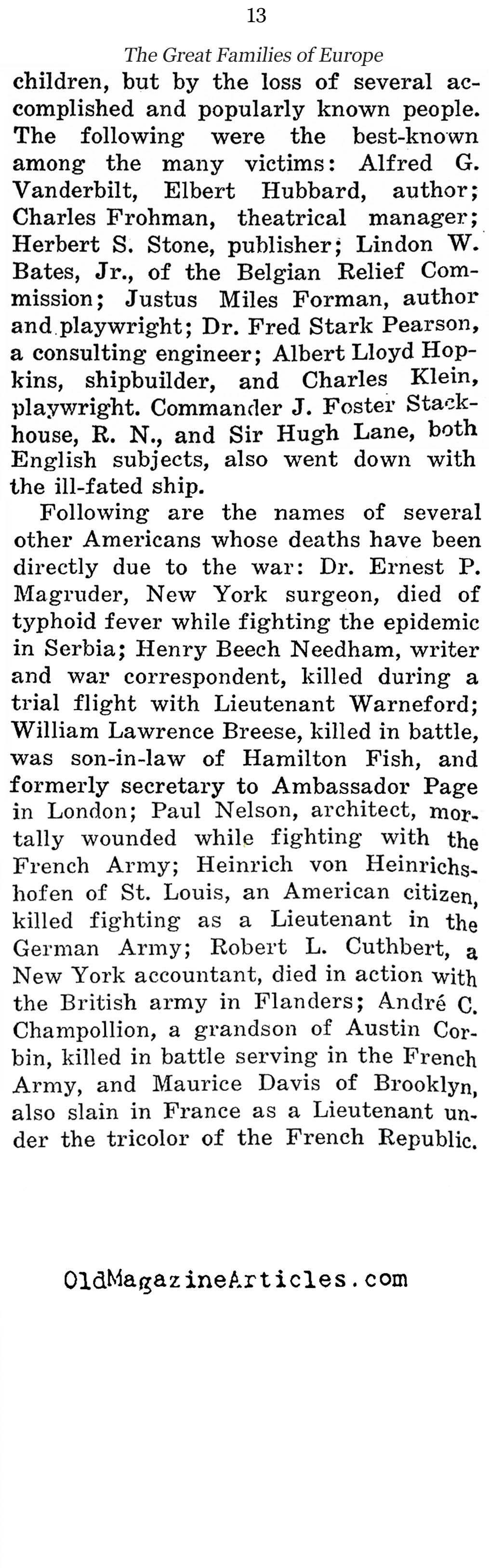 The Slaughter of the Aristocrats (NY Times, 1915)