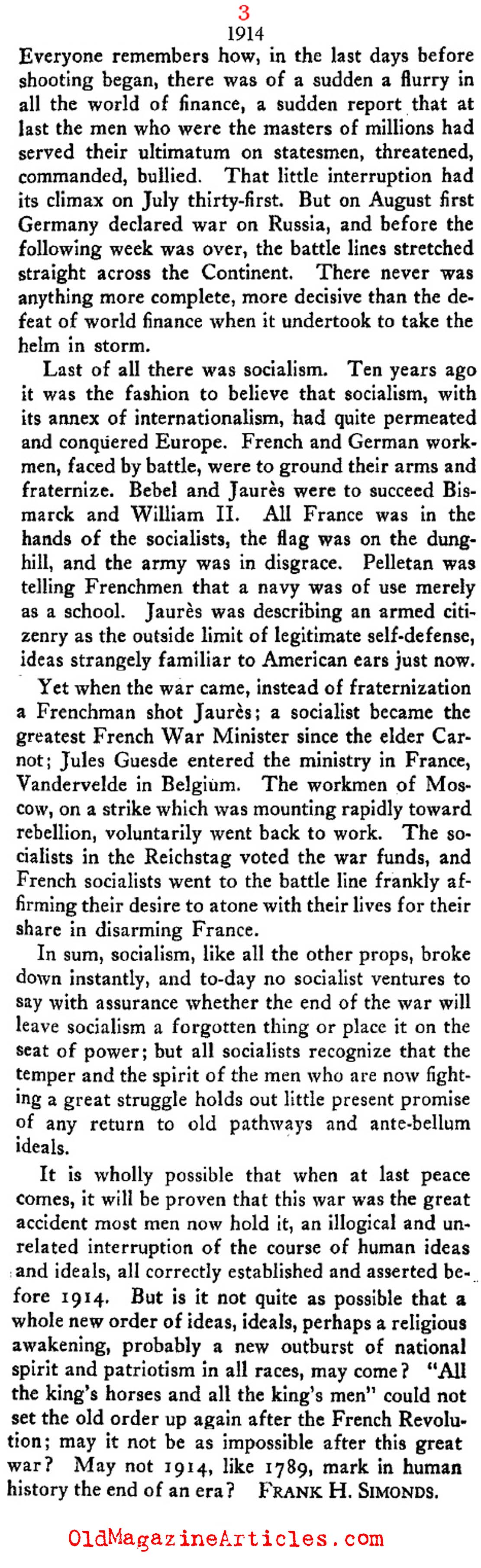 1914: The Close of an Epoch (The New Republic, 1915)