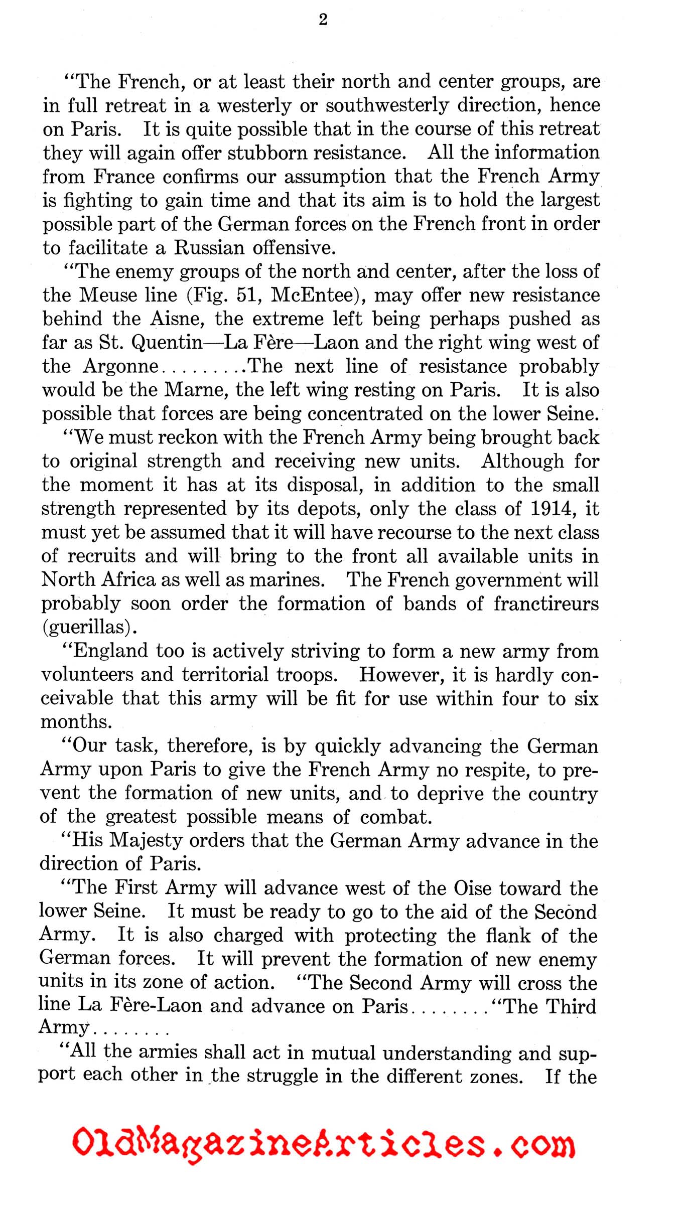 Von Kluck's Drive on Paris (West Point Supplement, 1944)