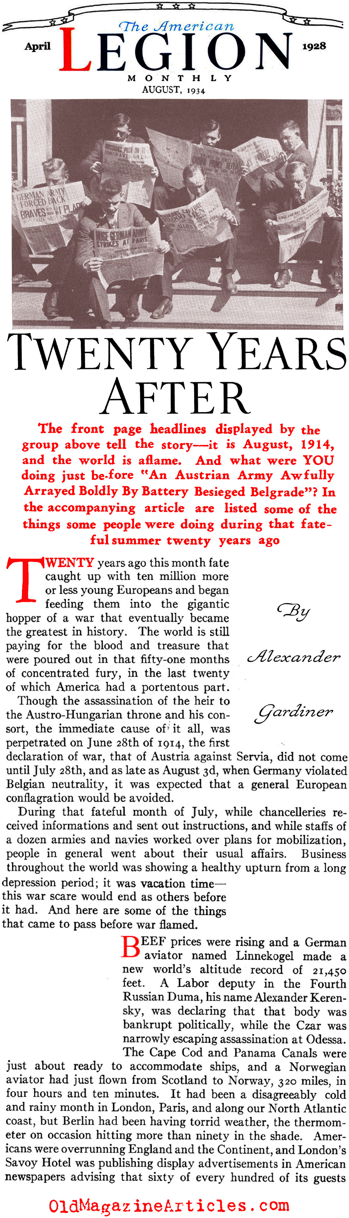 The American Culture of 1914 (American Legion Monthly, 1934)