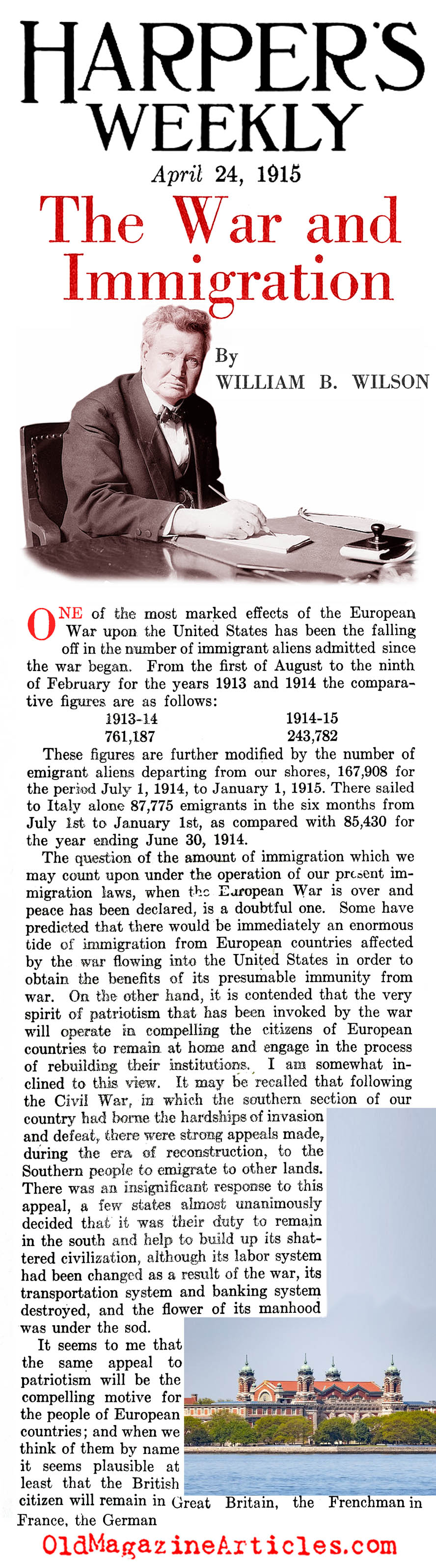 W.W. I and Immigration (Harper's Weekly, 1915)
