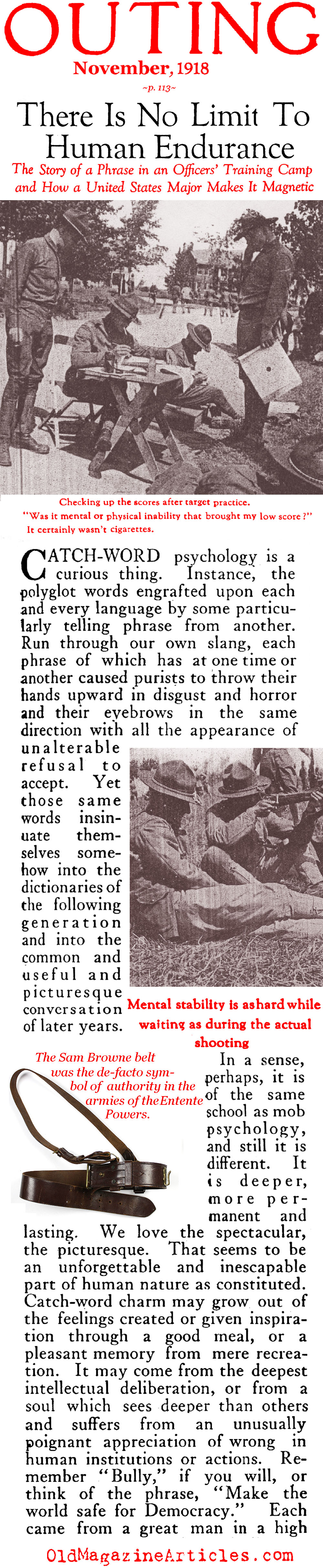 The Power of Positive Thought in Military Training (Outing Magazine, 1918)