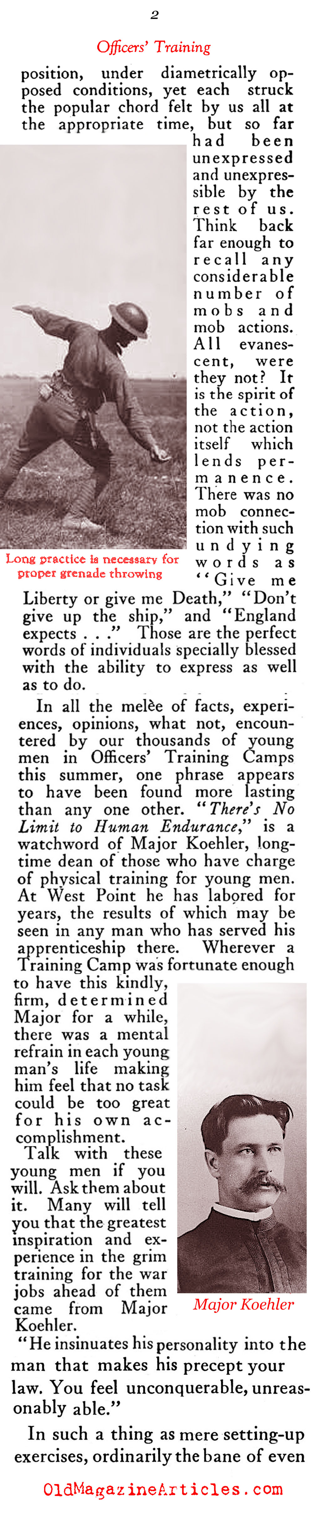 The Power of Positive Thought in Military Training (Outing Magazine, 1918)