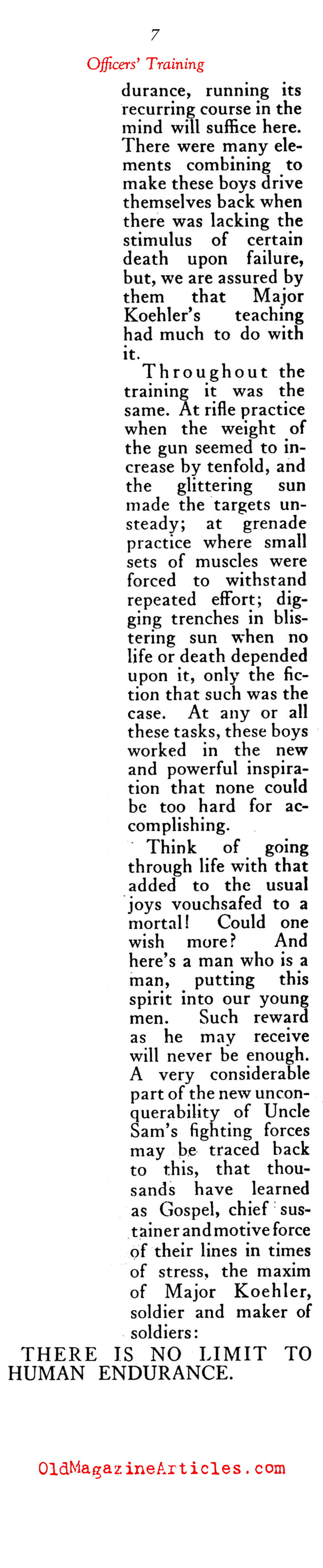 The Power of Positive Thought in Military Training (Outing Magazine, 1918)