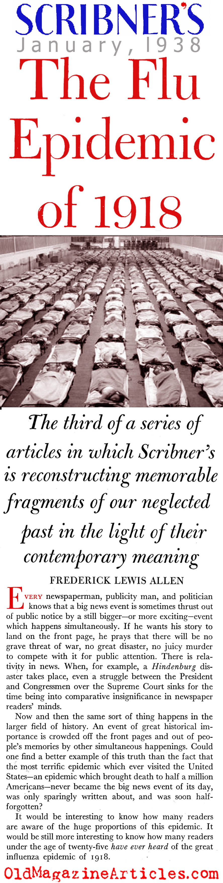 The Pandemic of 1918 (Scribner's Magazine, 1938)