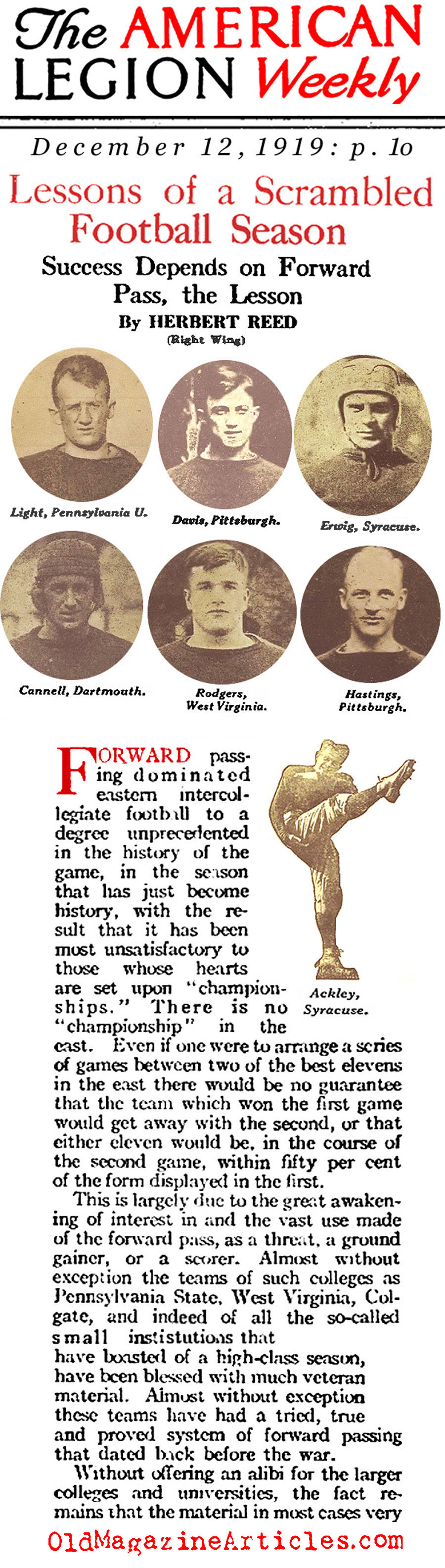 The Forward Pass Goes Mainstream (American Legion Weekly, 1919)