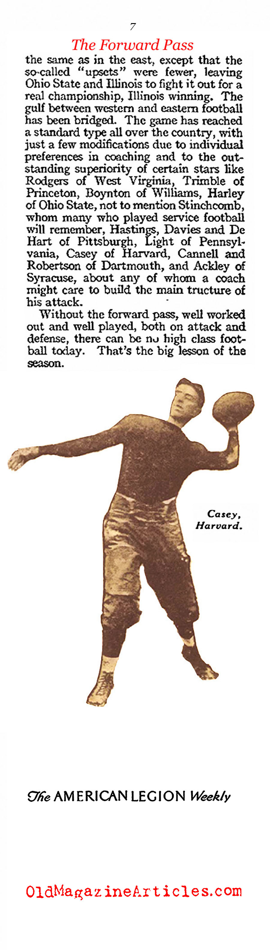 The Forward Pass Goes Mainstream (American Legion Weekly, 1919)