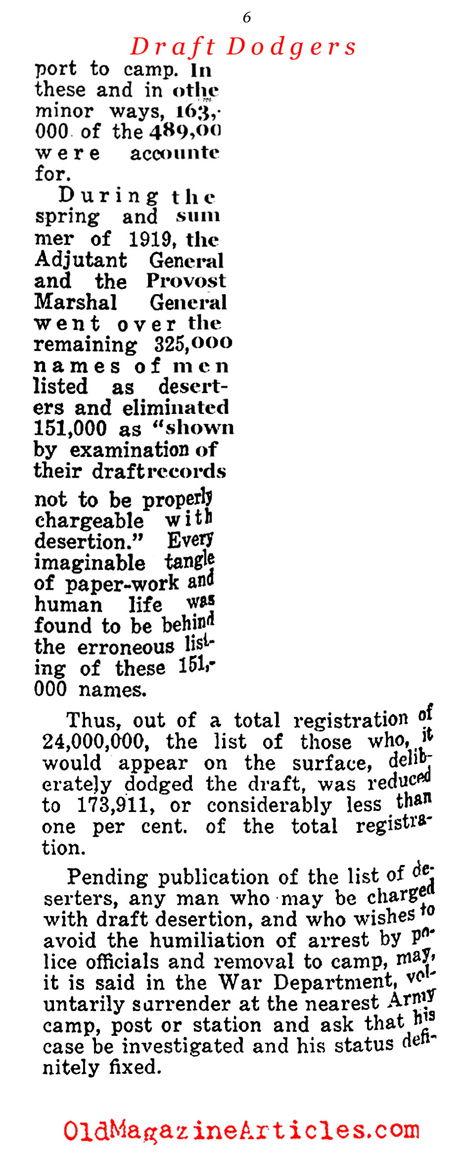 Crack of Doom for the Draft Dodgers (American Legion Weekly, 1920)