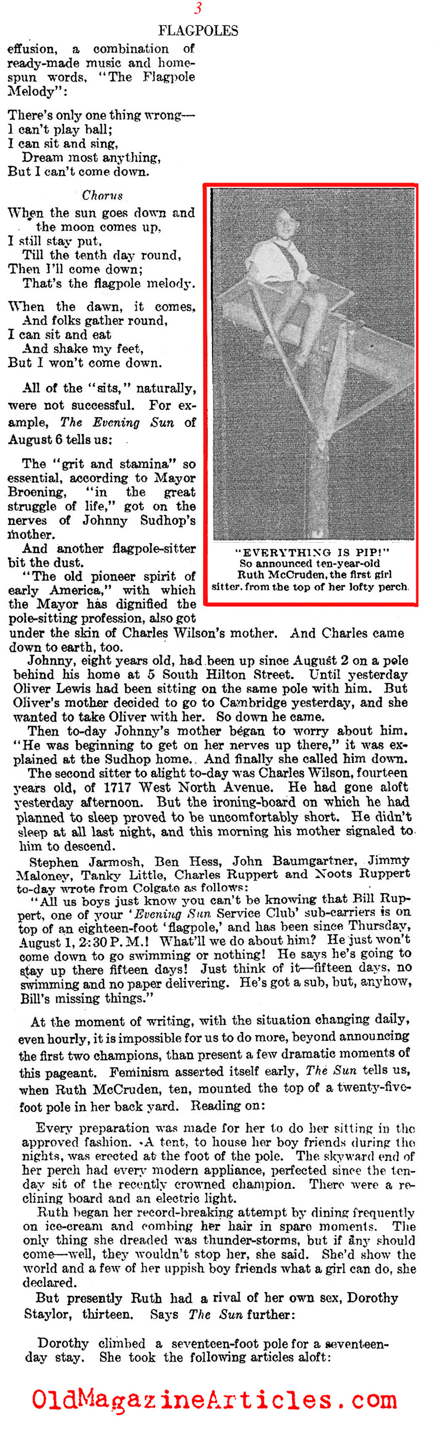 The 1920s Craze for Flagpole Sitting (Literary Digest, 1929)