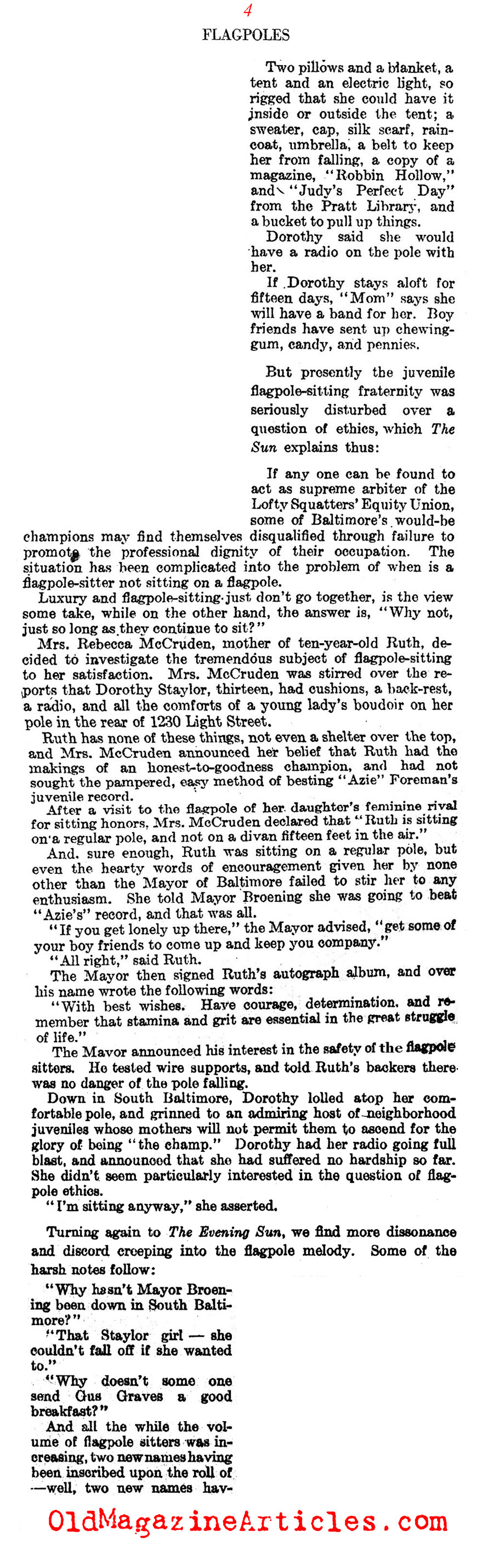 The 1920s Craze for Flagpole Sitting (Literary Digest, 1929)