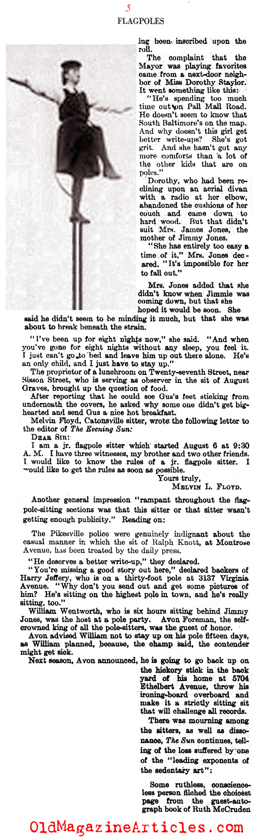 The 1920s Craze for Flagpole Sitting (Literary Digest, 1929)