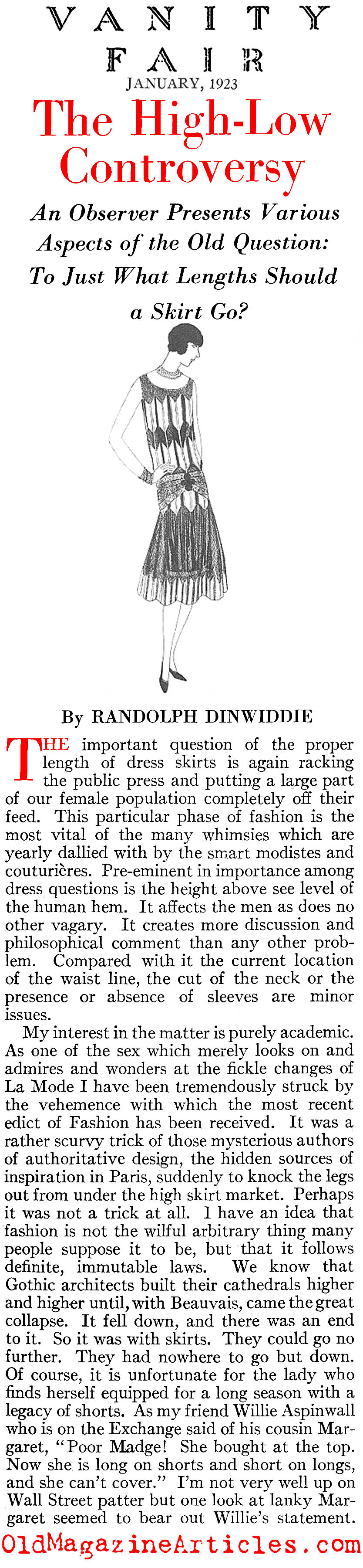 Skirt Length: High or Low? (Vanity Fair Magazine, 1923)