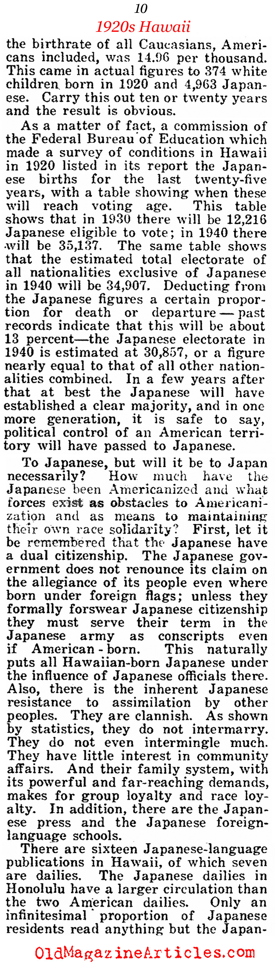 America's First Brush With Multiculturalism<BR> (American Legion Weekly, 1922)