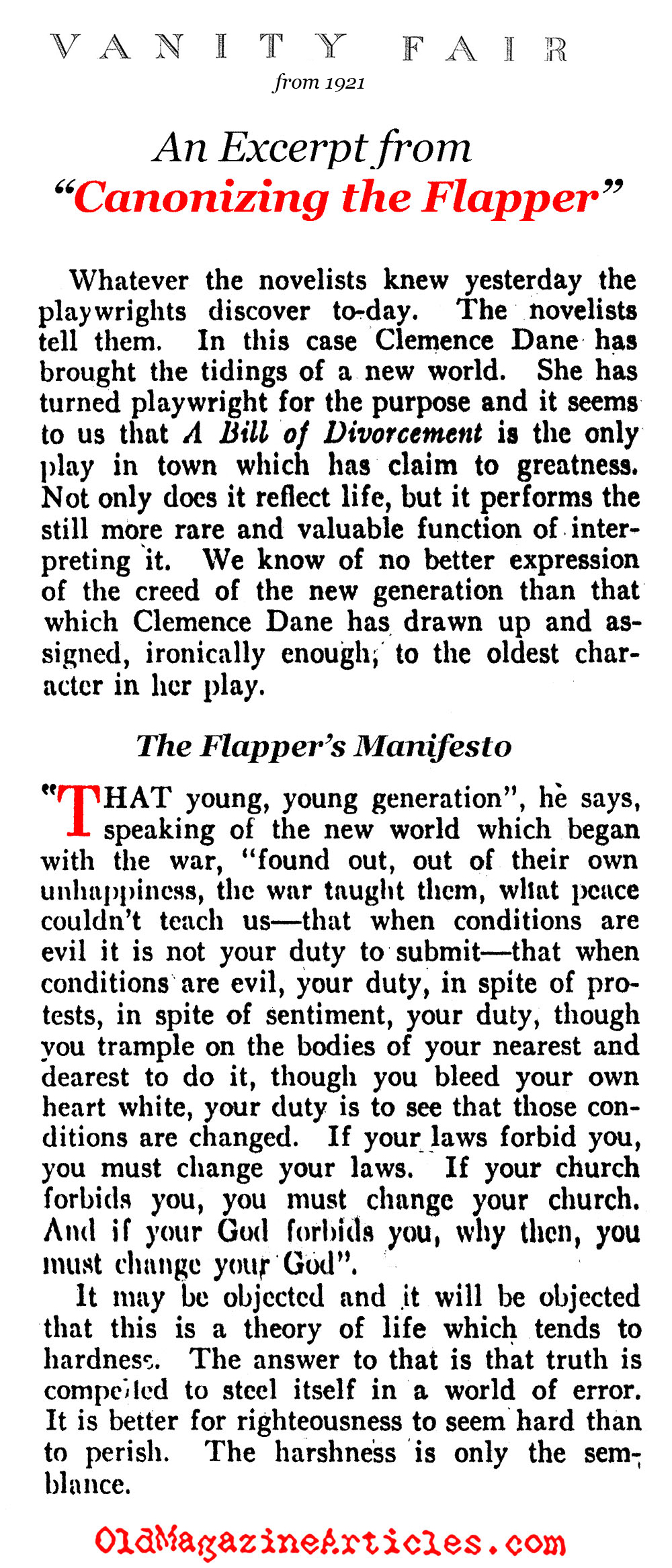 ''Canonizing the Flapper'' (Vanity Fair, 1921)