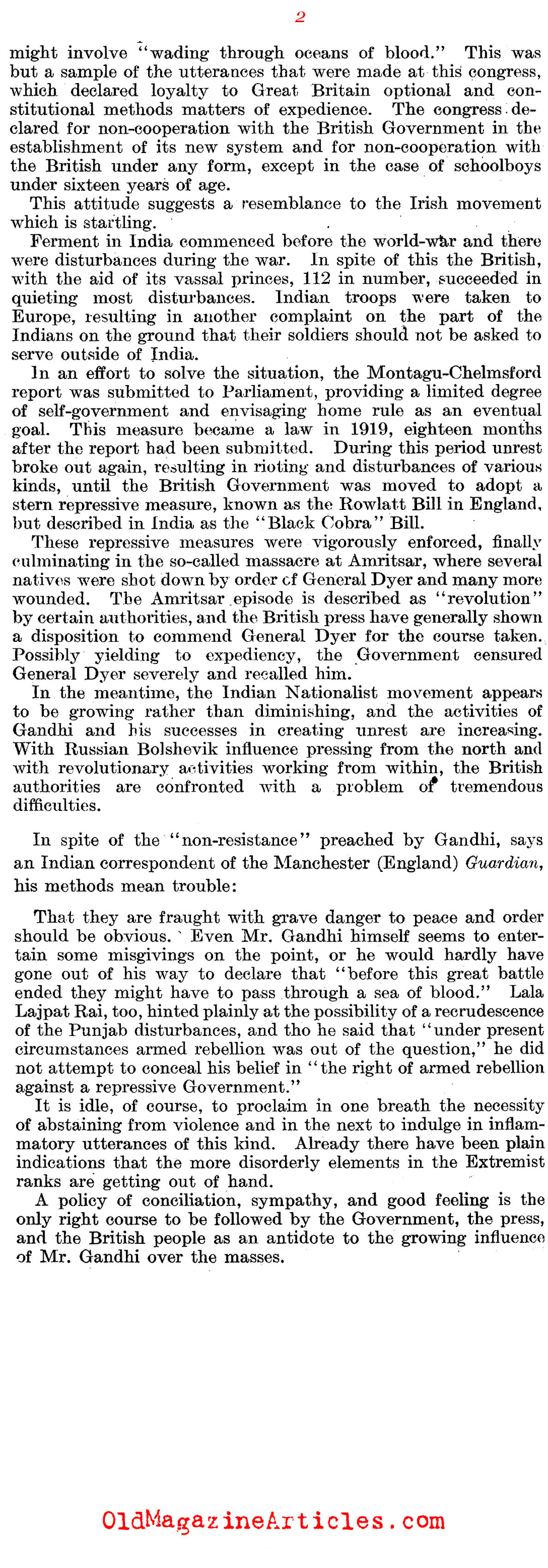 Slandering  Gandhi  (The Literary Digest, 1921)
