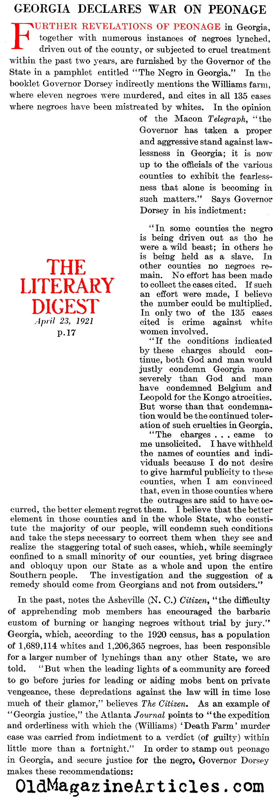 Restraining The Terror In Georgia (The Literary Digest, 1921)