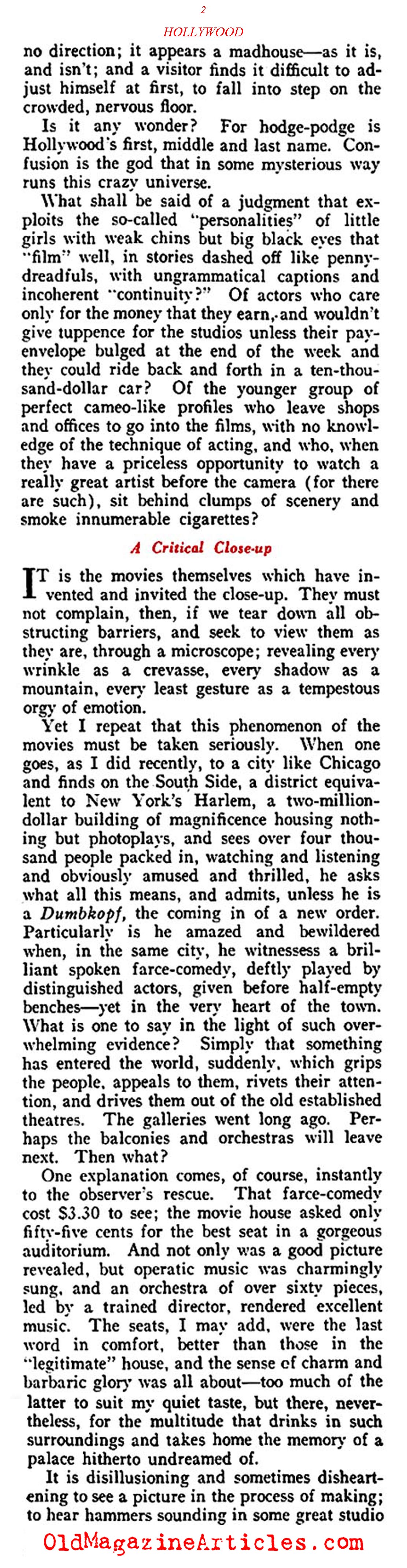 The Monstrous Movies (Vanity Fair Magazine, 1921)