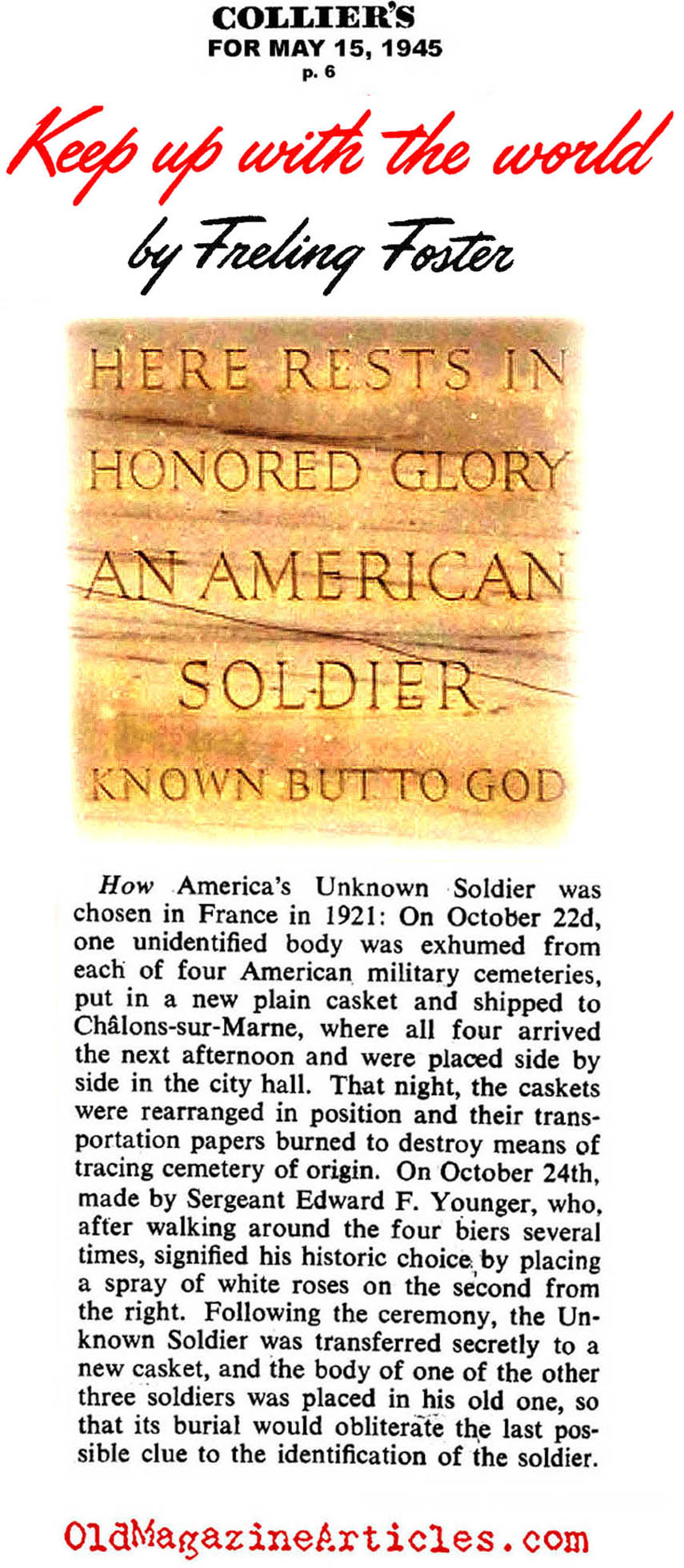 How the W.W. I Unknown Soldier was Selected (Collier's Magazine, 1945)