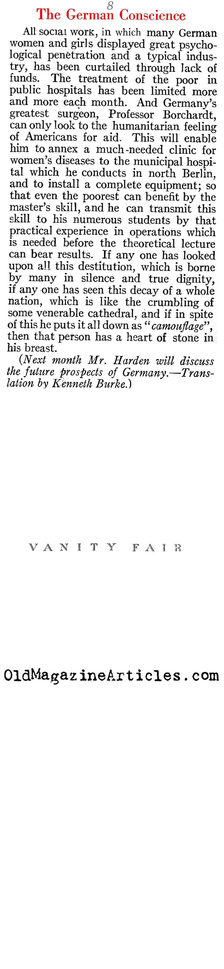1923 Germany (Vanity Fair Magazine, 1923)