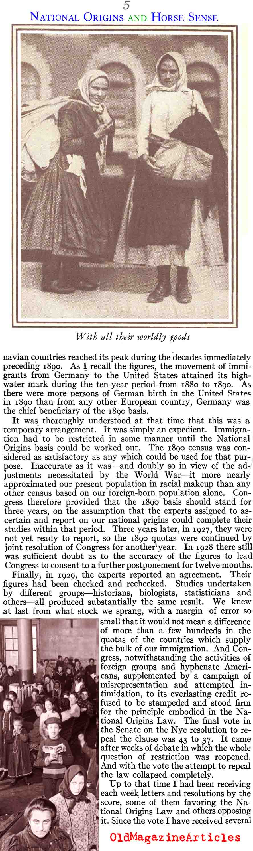 The Blessings of the 1924 Immigration Bill (American Legion Monthly, 1929)