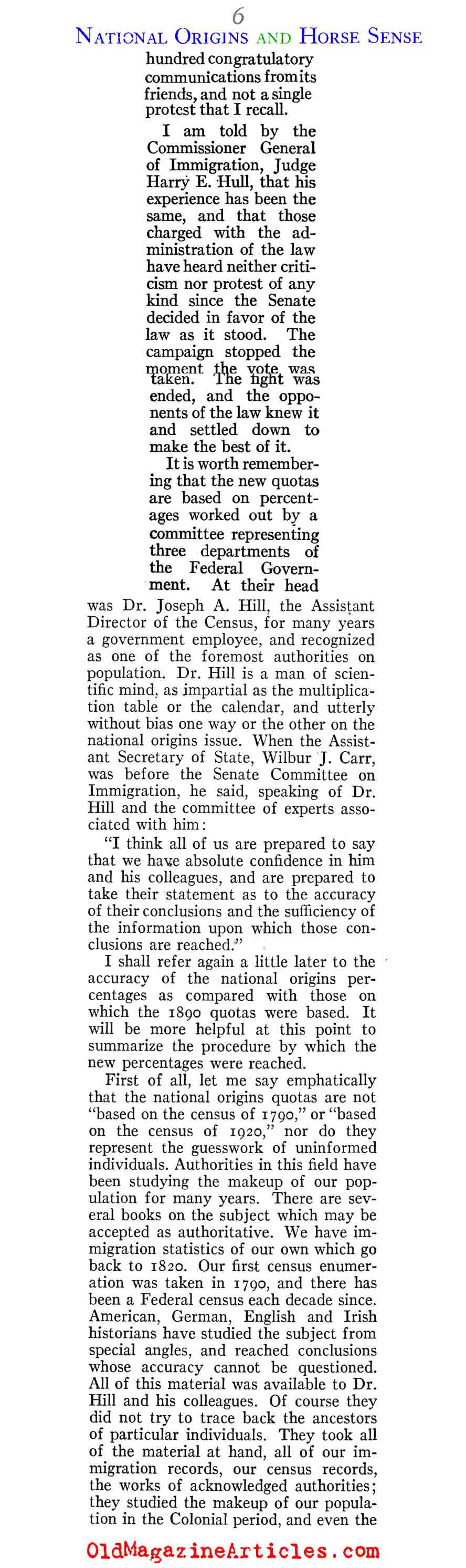 The Blessings of the 1924 Immigration Bill (American Legion Monthly, 1929)