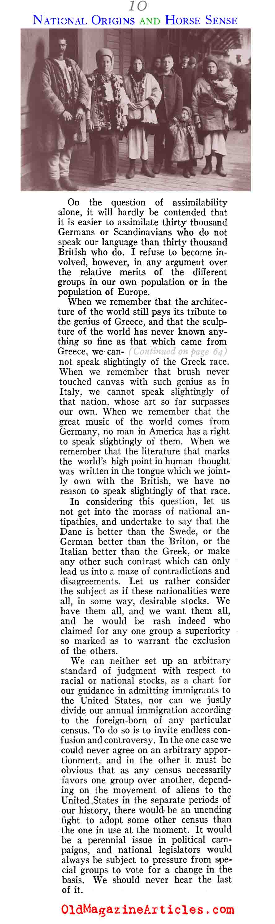 The Blessings of the 1924 Immigration Bill (American Legion Monthly, 1929)