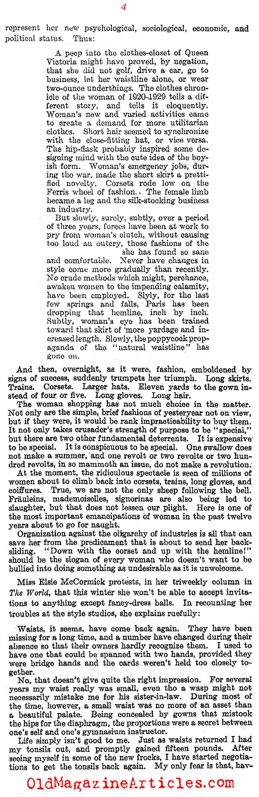 Turning Back The Fashion Revolution (Literary Digest, 1929)