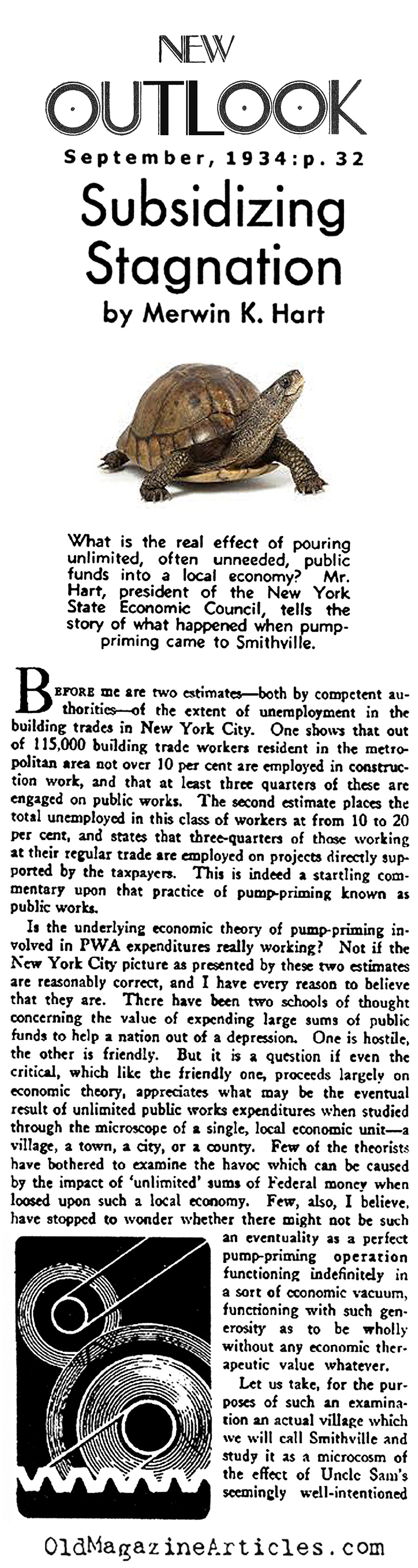 Bankrolling Economic Stagnation (New Outlook Magazine, 1934)