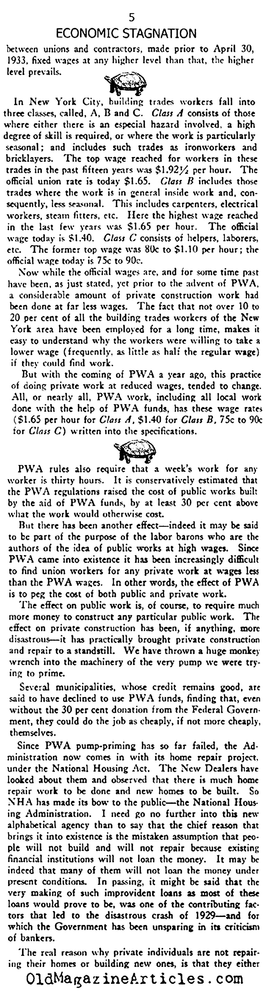 Bankrolling Economic Stagnation (New Outlook Magazine, 1934)