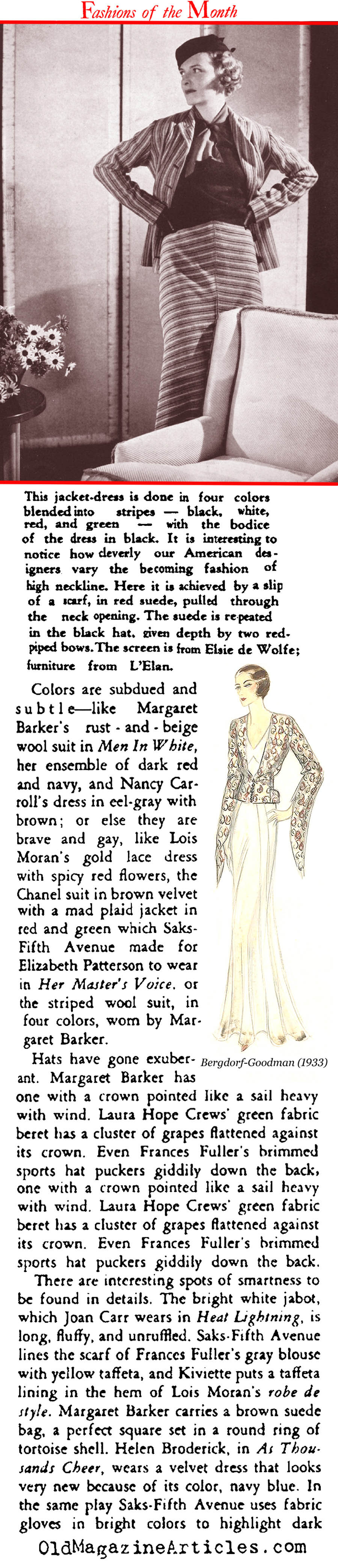 Broadway Costume Design for the Fall  (Stage Magazine, 1933)