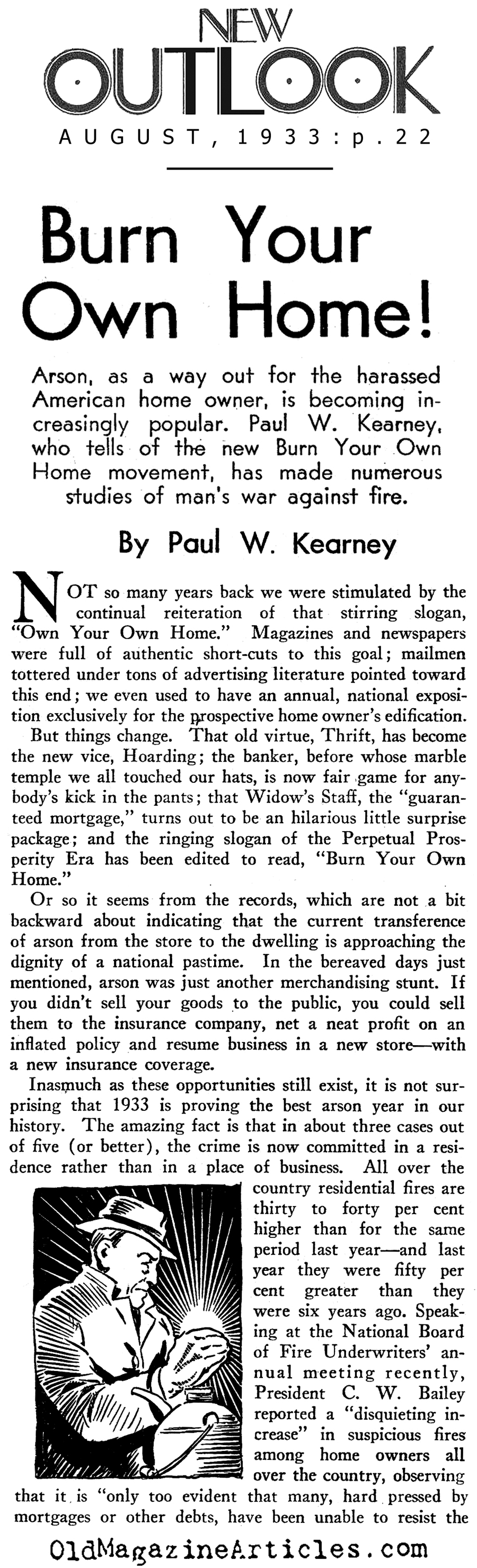 Arson on the Rise (New Outlook Magazine, 1933)