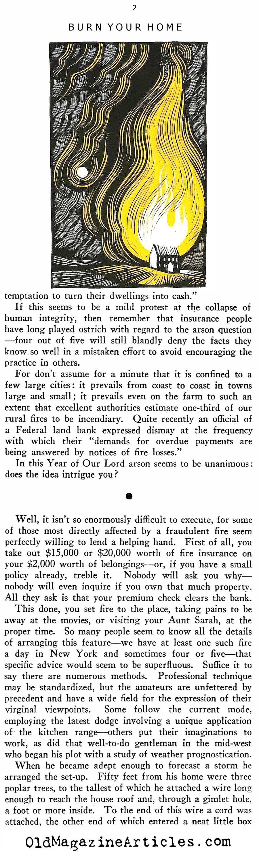 Arson on the Rise (New Outlook Magazine, 1933)