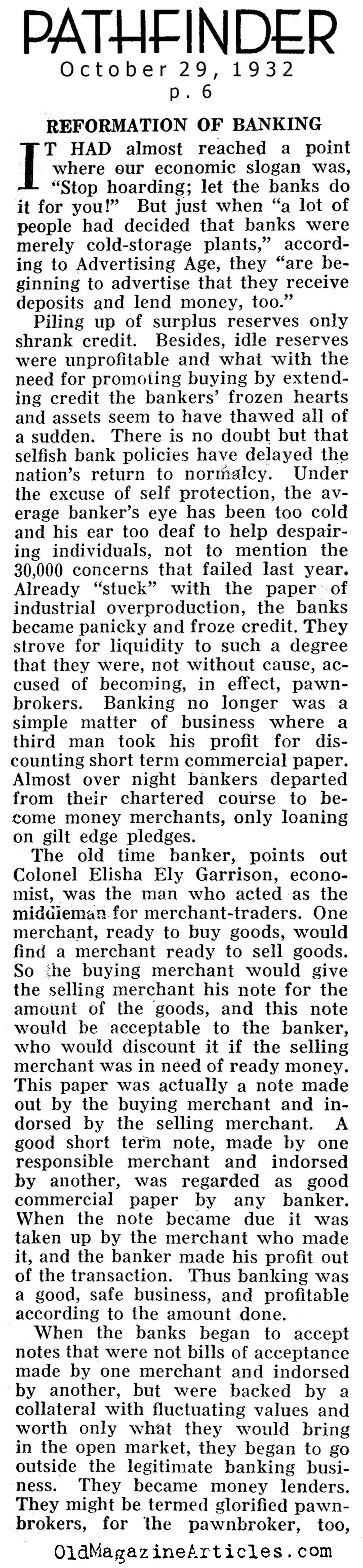 Reform The Banks! (Pathfinder Magazine, 1932)