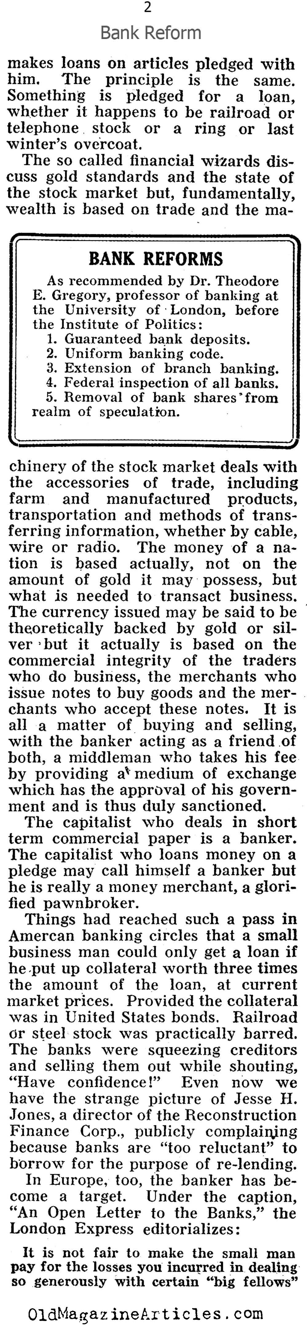 Reform The Banks! (Pathfinder Magazine, 1932)