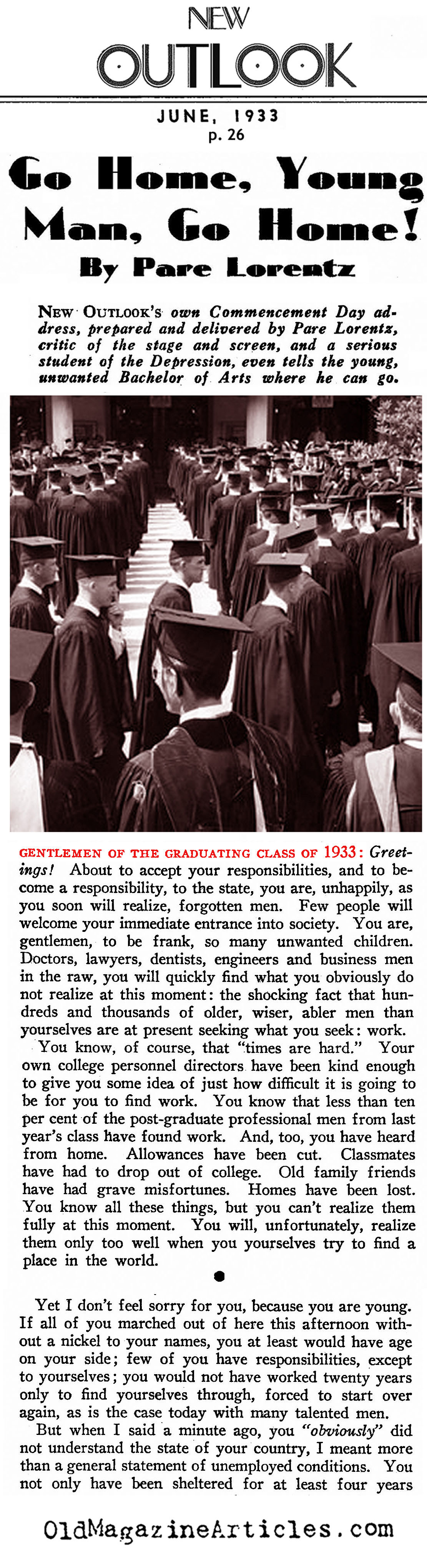 Your Graduation Gift: Despair (New Outlook, 1933)