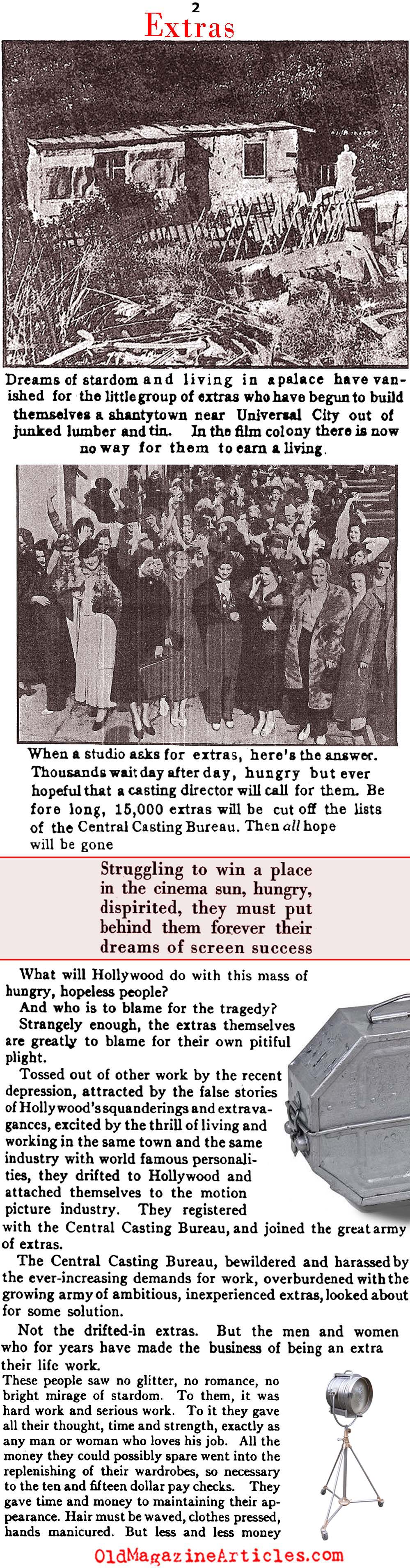 During the Depression Unskilled Labor Flocked to Hollywood  (Photoplay Magazine, 1934)