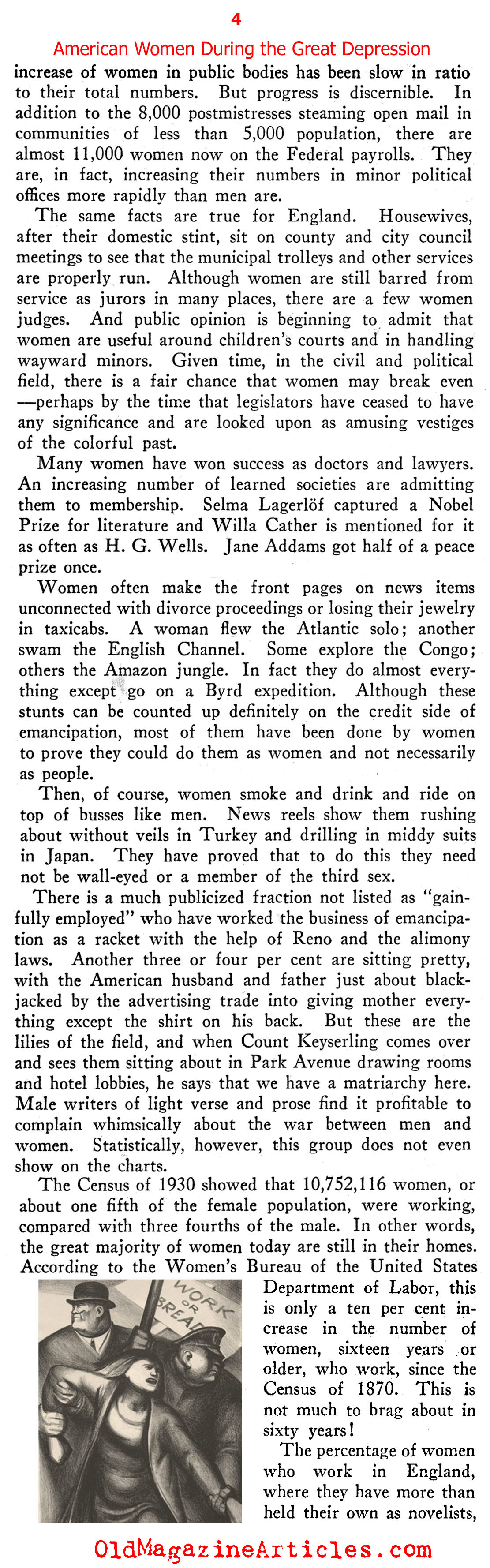 The Lot of Women in the Great Depression (New Outlook Magazine, 1934)
